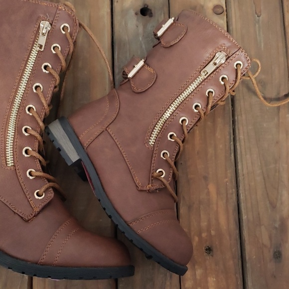 Link Other - Children Combat boot with gold Zipper